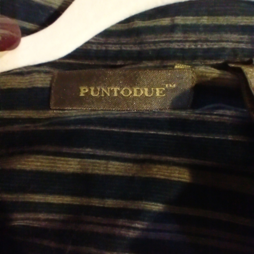 NWT Puntodue Shirt Men's XL Blue Striped Button Up Long Sleeve Casual Preppy - Picture 4 of 9